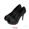 Sukienka buty seksowne czarne obcasy 12/10/14 cm platforma Peep Toe dla kobiety sztyletowa moda komfort wamans ślub