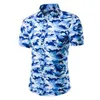 Män Casual T Shirts Sommardesigner Casuals Tryckta Hawaiian Shirt Lyxig Male Printing Dress Suit Plus Size