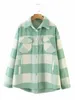 giacche da camicia a traliccio verde vintage cappotto a quadri allentato giacca invernale da donna casual taglie forti 210922