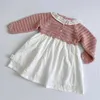 Pastoral Syle Kids Sweaters Sisters Clothes Mathcing Knitted Knit Flowers Dress Baby Girls Rompers Party 211011