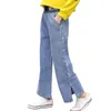 Jeans For Girls Pearls Children's Girl Casual Style Kid's Spring Autumn Clothes 6 8 10 12 14 210527