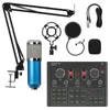 BM800 Condensador Microfone Card de som V9X Pro Mixer Live Broadcast Gravação Conjunto MIC Telefone K Canção Computador Karaoke Sing