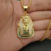 Mısır firavun sfinx kolye ile stainlsteel zincir ve buzlu bling rhinestones kolye hip hop Mısır takı X0509