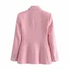 ZA Frauen Mode Zweireiher Tweed Check Blazer Mantel Vintage Langarm Weibliche Oberbekleidung Und Hohe Taille Kurzen Rock 210602