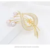 SINZRY 2021 fancy jewellery elegant cubic zircon natural pearl flower brooches lady scarf accessories