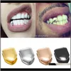 Grillz Dental Grills Drop Delivery 2021 Gold Sliver Color Trendy Rock Rapper Hip Hop Caps Mold Top Bottom Grill Body Jewelry Dente singolo B