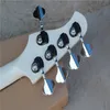 Gitara elektryczna 5-strunowy basowy elektryczny, biały farba przezroczysta ochrona, integracja kolorów ciała i szyi