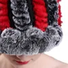 Hiver mode tricot véritable fourrure chapeaux femmes chaud Skullies Beanie Ski neige cyclisme casquettes masques