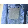 Jaquetas femininas 2022 Mulheres denim jaqueta outono jean frisado casual casual manga longa outerwear P253