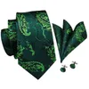 Mannen Groen Bloemen Tie Paisley Zijde Stropdas Pocket Square Set voor Party Business Emerald Ties Gift Wholesale Hi-Tie SN-3206