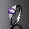 Rings de cluster Joiashome Trendy Gemstone para mulheres Charms Silver 925 Jóias Oval Emerald Ruby Amethyst Sapphire Presente de aniversário feminino