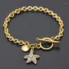 Charm Bransoletki 2022 Mori Seria Micro-inkrustowana Diamentowa Okrągła Marka T Blue Blue Jade Starfish Bransoletka Moda Gold-Plated Jewelry