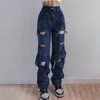 Pantaloni Y2K da donna Jeans larghi alla moda per donna Pantaloni a vita alta Casual Autunno Inverno Mamma 220216