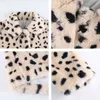 Leopardo Teddy Soft Furry Chaqueta de invierno para mujer Abrigos femeninos Otoño Cálido Piel sintética Cuello vuelto Manga larga Botón Outwear 210510