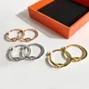 pig nose Stud fashion brand three ring titanium steel earrings 18K gold rose silver pendant earrings suitable for couple gift