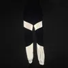 OMSJ осень зима свободных осадков талии Flash отражающие лоскутные джоггры брюки женские неоновые уличные одежды грузовые брюки 210915