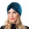 Sammet muslimsträcka kvinnor indiska turban hatt kemo cancer cap beanie kepsar huvudbonader huvud wrap håravfall täcker halsduk bonnet kepsar