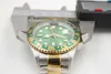 Orologio meccanico da uomo 116710 Casual moderno Cassa in acciaio inossidabile oro argento Quadrante con anello laterale verde Cinturino con fibbia pieghevole con calendario a 4 pin