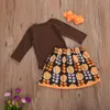 0-24M MY 1st Thanksgiving Day born Infant Baby Girl Clothes Set Cartoon Turkey Romper Flower Skirts Outfits Party 210515