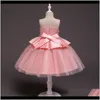 Baby Clothing Baby Maternity Drop Leverans 2021 Princess Dresses 5 Design Afton Gown Bow Slips Lace Osynlig Zipper Mesh Dress Kids Girls Pa