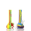 Narguilé Silicone petit bang Percolateurs Perc Pipes à eau droites amovibles colorées Portable pliable Bangs pour fumer