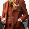 Men's Suits & Blazers Winter Vintage Men Brown Wool Blend Tweed Notch Lapel Tailored Blazer Vest Pants Slim Fit Trajes De Hom3123