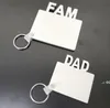 Newmom DAD FAM 승화 빈 키 체인 파티 호의 MDF 나무 열쇠 고리 펜던트 양면 열 전송 열쇠 고리 EWF6141