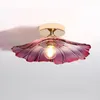 Ceiling Lights Retro Glass Flower Light Nordic Personalized Brass Balcony Lamp Corridor Porch Aisle E27 Home Lighting