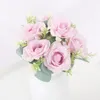 Ghirlande di fiori decorativi 30 cm Rosa rosa artificiale di alta qualità viola seta grande bouquet sposa con finto matrimonio decorazioni per la casa soggiorno Roo