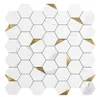 Autocollants muraux 3D d'art3D à 10 feuilles auto-adhésifs hexagonal mosaïque de mosaïque et de bâton dossereau de dos pour la cuisine salle de bain, fonds d'écran (31x30cm)