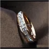 Band Drop Delivery 2021 Geometric Design Fashion Wedding Rose Gold Ring Titanium Steel Rings For Women Summer Engagement Jewelry R044 Nilwb