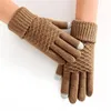 Женщины вязаные зимние перчатки бархатные густые теплые повседневные мужчины унисекс сенсорный экран лыжные перчатки 20211227 T2
