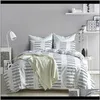 Supplies Textiles Home & Gardenns Black Stripe Printed Bedding Sets Quilt/Duvet/Comforter Er Bedroom 3Pcs Holiday Gift All Size Drop Delivery