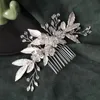 Fermagli per capelli Mollette Moda Colore argento Design Diademi Pettini per matrimoni Perle di cristallo Fiori fatti a mano Copricapo Gioielli per fascia da donna