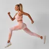 Nahtlose Frauen Yoga Sets Weibliche Sport Gym Anzüge Tragen Lauf Kleidung Fitness Anzug Langarm Set 210802