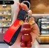 Creative Fashion Cute Transparent Crystal Bow Tie Bear Car Keychain Resin Doll Key chain Couple Bag Pendant