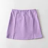 Summer mini skirt sexy a line high waisted office ladies split s back zipper s blue purple black 210621