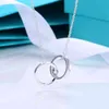 Double Ring Halskette Damen Silber Mode Ring Farbe Trennung Anhänger Clavicle Halsketten Valentinstag Geschenkketten Für Frauen Schmuck Q0803