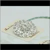 Stift, smycken droppleverans 2021 Sier Clear Rhinestone Crystal Brosch Love Heart Flower Cor Bridal Bouquet Brooches Pins For Men Women Weddin