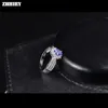 Anéis de cluster Zhhiry Natural Azul Tanzanite Anel Genuíno Sólido 925 Sterling Silver Real Gemstone para Mulheres Fine Jewelry8879726