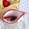 Insキャンバスチェリー刺繍鉛筆ケース化粧品バッグ韓国カワイイ収納袋簡潔かわいい学生ギフト文房具