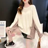 H.SA Sueter Mujer Women Sweater and Pullovers Plaid Pocket Patchwork Knitted Sweaters Oversized Beige Jumpers Loose Tops 210417