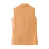 Mode Kvinnor Solid Orange Vest Elegant Lady V-Neck Bow OuterWear Causal Kvinna Slim Girls Chic Sets 210527