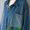 ジョニー教の不規則なファッションパッチワークポケットフローラルプリントターンダウンカラーシャツ秋の緩い快適な女性シャツ210521
