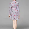 Luxury high Quality Women Print Long Sleeve Dress Casual Bandage Mini A-line Dresses Sexy Party Summer Feminias Vestidos Female 210520