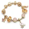 Perle de charme en argent sterling 925 pour bracelets européens Pandora pour femme bricolage rouge cristal papillon fleur balancent fleur charme perles serpent chaîne bijoux de mode