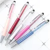 Stylos à bille diamant cristal Bling 2 en 1, stylet tactile pour écran tactile, fournitures de papeterie scolaire et de bureau KDJK2112