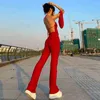 Street Casual Red Slim Flare Pants Women High Waist Drawstring Wrapped Hip Trousers Summer Harajuku Y2K Sweatpants 210517