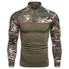 Hommes Camouflage tactique militaire t-shirt vêtements à manches longues hauts serrés t-shirts