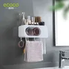 ECOCO Wall Mount Automatic Toothpaste Dispenser Bathroom Accessories Set Squeezer Toothbrush Holder Tool 211222